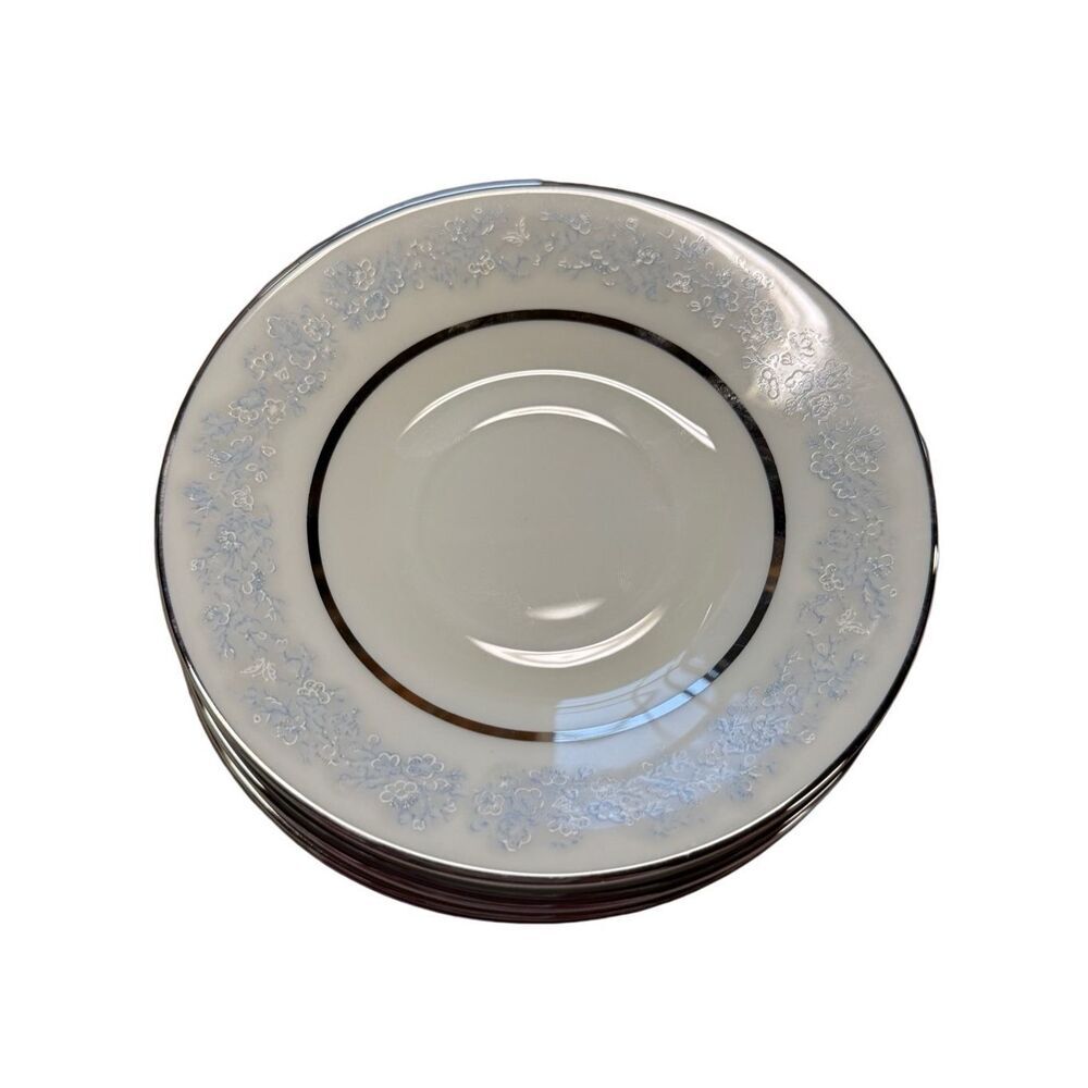 OXFORD Lenox China Twilight Dell White Silver Blue White Floral 8" SALAD PLATE s - Picture 7 of 11